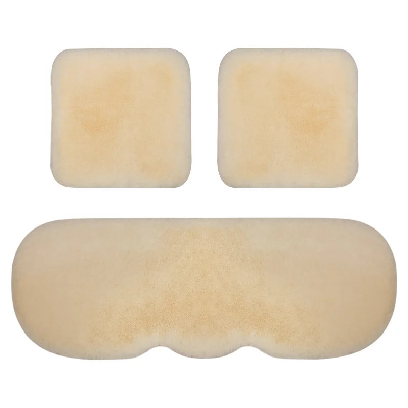Car Seat Cover Cushion Winter Warm Plush Fluffy Car Seat Front Rear Wool Fur Capes Cushion Set Cotton Pad Car Interior
