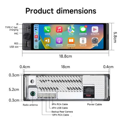 1DIN Universal MP5 6.28-Inch Car Radio IPS Wireless Carplay Android AUTO AUX USB SWC BT Touch Screen Multimedia Video Player