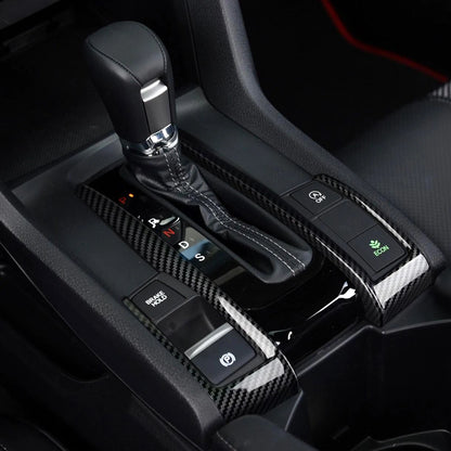 For Honda Civic 10th Gen (2016 -2021) Interior Accessories, Car Center Console Gear Shift Panel , Carbon Fiber ABS Trim Sticker