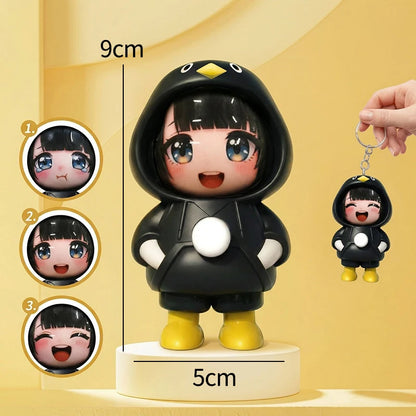 Gugugaga Penguin Keychains Anti-stress Keycap Keychains Cute Penguin Girl Keyrings Bag Charms Gifts 키캡
