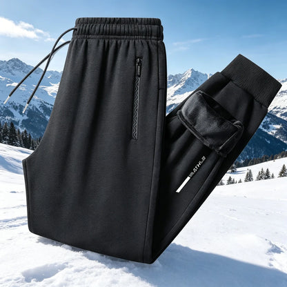 Men Joggers Cotton Warm Plus Size Pants Winter Fleece Lined Thick Warm Sports Pants Outdoor Loose Long Thicken Fleece Sweatpants