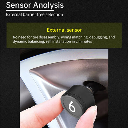 Solar Wireless TPMS Car Tire Tyre Pressure Monitor Monitoring System with 6 External Sensors