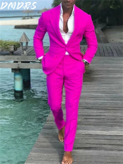 Handsome Multicolor Men Suits Slim Fit Formal Gentlemen Wedding Suits for Men Tuxedos Blazer 2 Pieces (JACKET+PANTS)