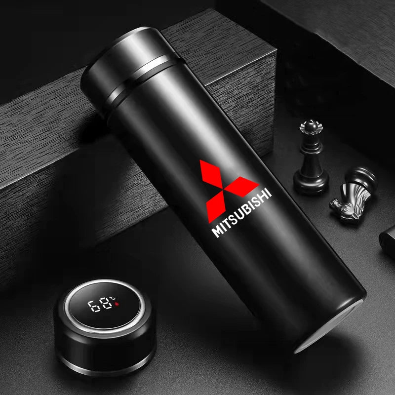 Stainless Steel Thermos Bottle Intelligent Cup Vacuum Flask for Mitsubishi Lancer ASX Outlander Pajero Evolution Car Accessories