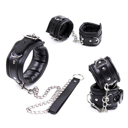 Adjustable Stainless Steel Spreader Bar Set Padded Leather  Kit Adjustable Collar Handcuffs Ankle Cuffs Restraints BDSM Adult