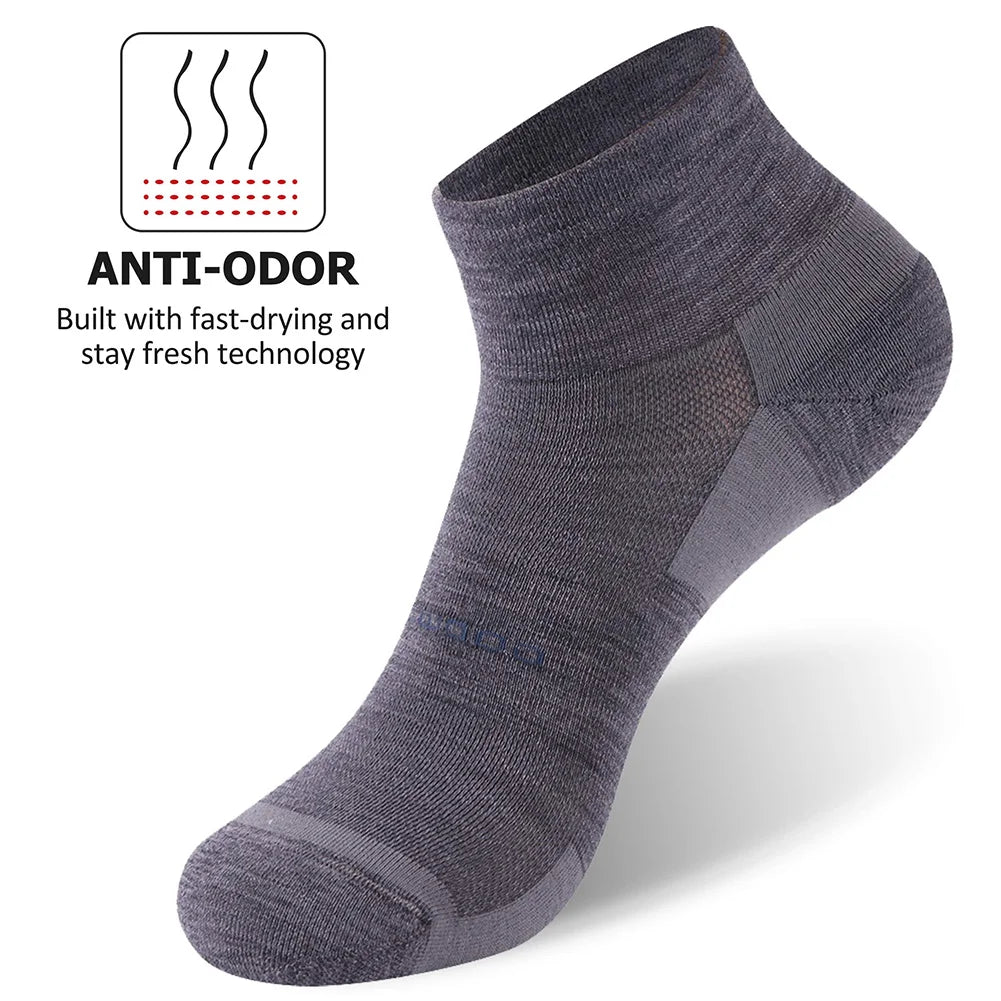 ZEALWOOD Merino Wool Running Socks Men Women No Show/Ankle/Crew Anti-blister Cushion Athletic Socks Ultra-Light Tennis 1/3 Pairs