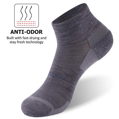 ZEALWOOD Merino Wool Running Socks Men Women No Show/Ankle/Crew Anti-blister Cushion Athletic Socks Ultra-Light Tennis 1/3 Pairs