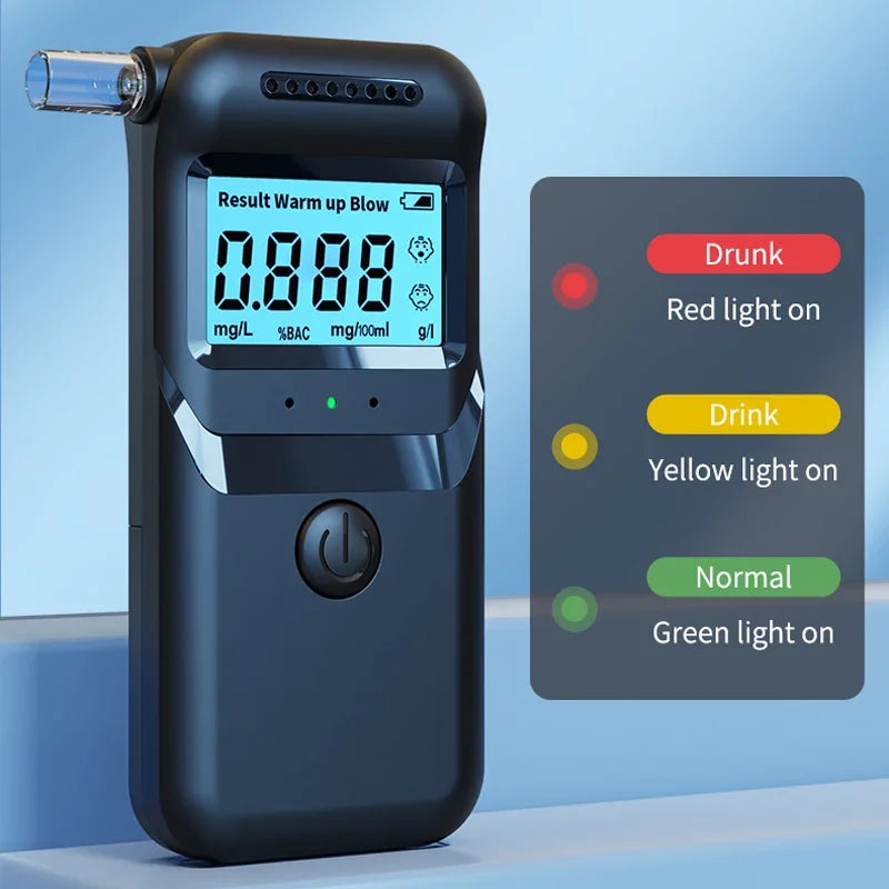 Portable Breath Alcohol Tester Professional Breathalyzers High-Accuracy Alcohol Test Tools with LCD Digital Analyzer Device