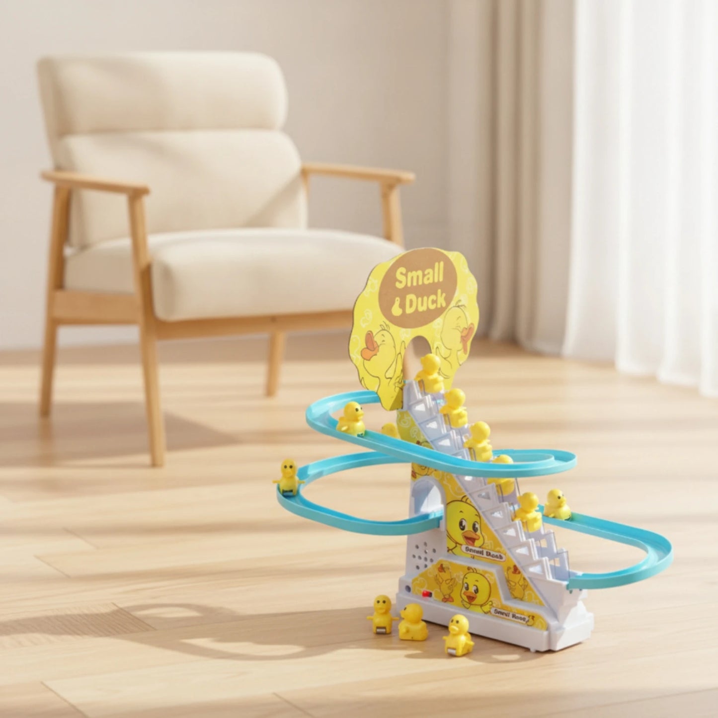 Electric Duck Climbing Stairs Toy Interactive Duck Climbing Stairs Toy Playset Flashing Funny for Toddlers, Playroom, Home