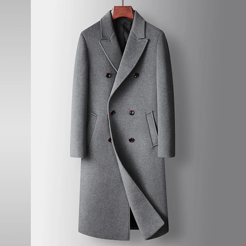 Men's Warm Wool Coat Autumn Winter Long Wool Coat Young Business