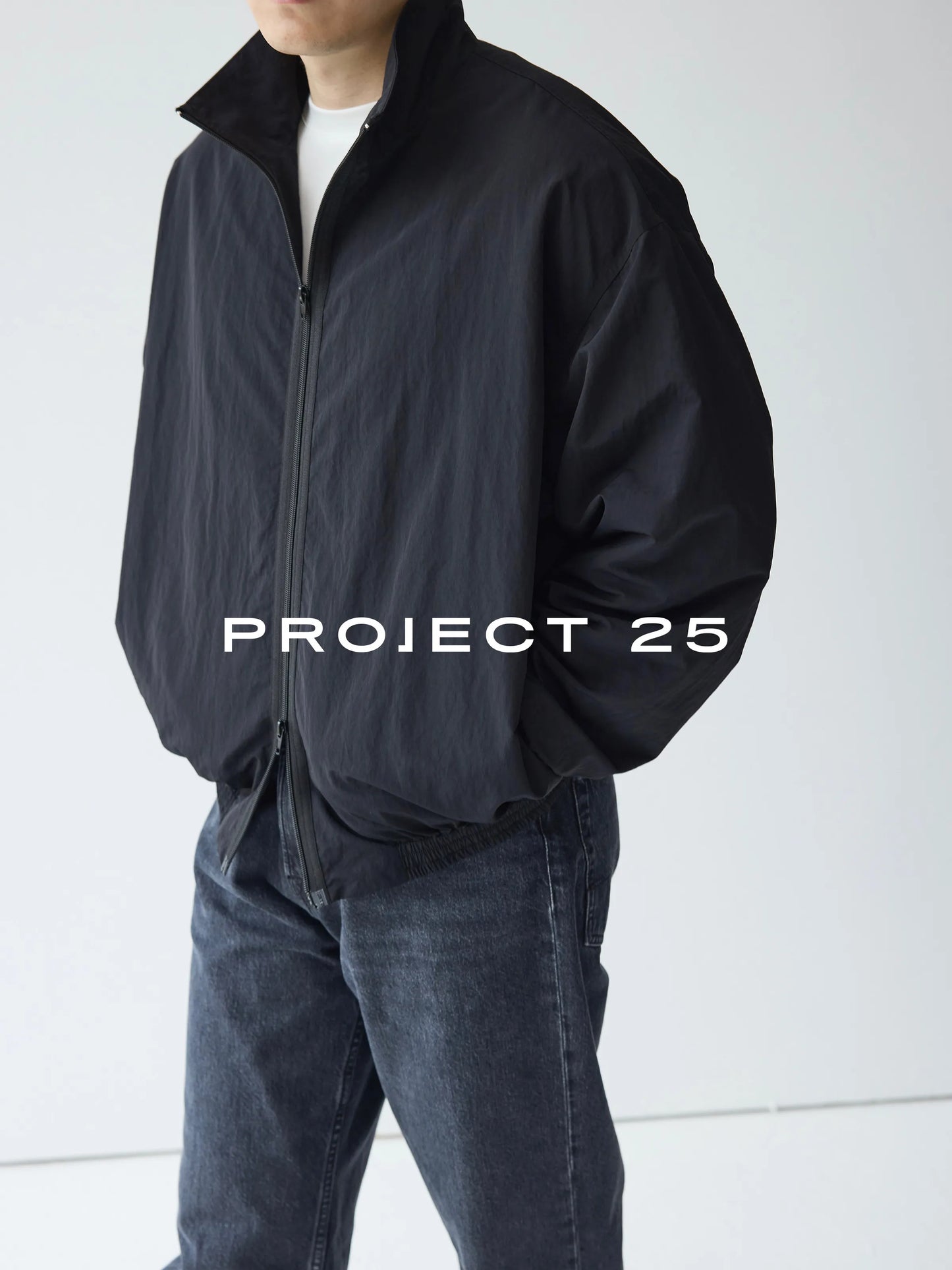 PROJECT 25 Men's Slight Wrinkle Texture Water Resistant Loose Oversized Sporty Casual Stand Collar Zip Up Jacket Coat