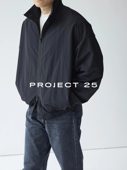 PROJECT 25 Men's Slight Wrinkle Texture Water Resistant Loose Oversized Sporty Casual Stand Collar Zip Up Jacket Coat