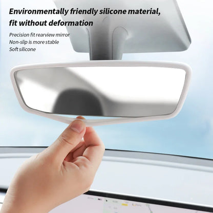Silicone Rear View Mirror Protector Frame for Tesla Model 3 Y S X Center Console Accessories Interior Rearview Cover Rubber Case