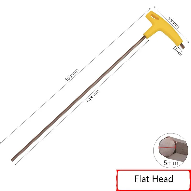 400mm Length 3-10mm Hex Key Wrench  T-Handle Spanner Flat/Ball Head Socket Screwdriver Allen Hex Wrench Hand Tool Extra Long Arm
