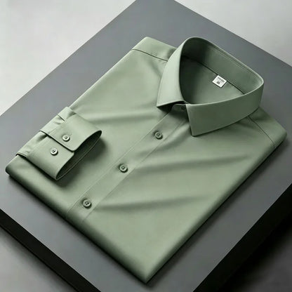 Black shirt men's long sleeved non ironing and wrinkle resistant solid color business casual men's spring shirt size