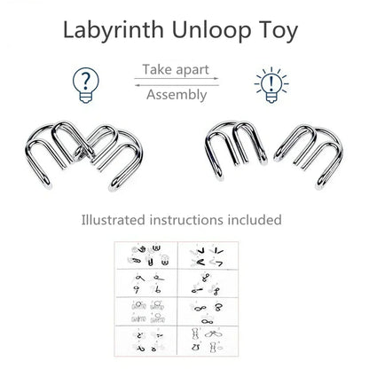 Metal Montessori Puzzle Wire 8Pcs/Set IQ Mind Brain Teaser Puzzles Children Adults Interactive Game Reliever Educational Toys