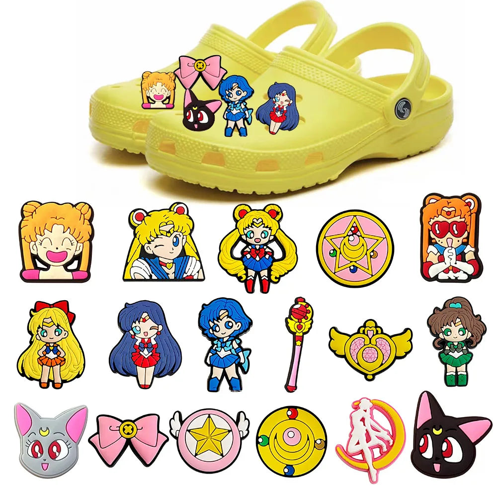 17-100Pcs Shoe Charms Cartoon Slides Clog Sandals Shoes Decorations Accessories For Kids Christmas Birthday Gifts