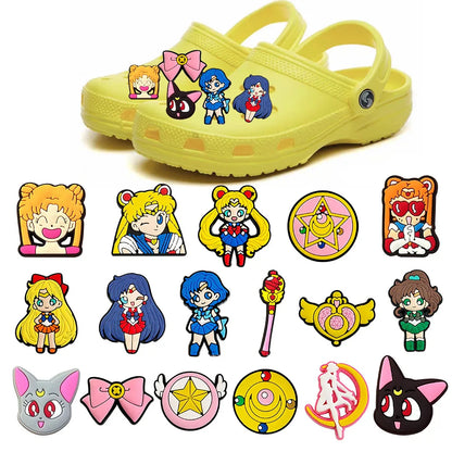 17-100Pcs Shoe Charms Cartoon Slides Clog Sandals Shoes Decorations Accessories For Kids Christmas Birthday Gifts