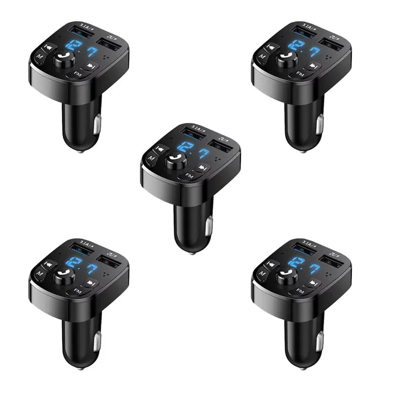 1/2/4/6pcs Bluetooth 5.0 Fm Transmitter Car Mp3 Player Wireless Hands-Free Audio Receiver Car Radio Dual USB Fast Charger