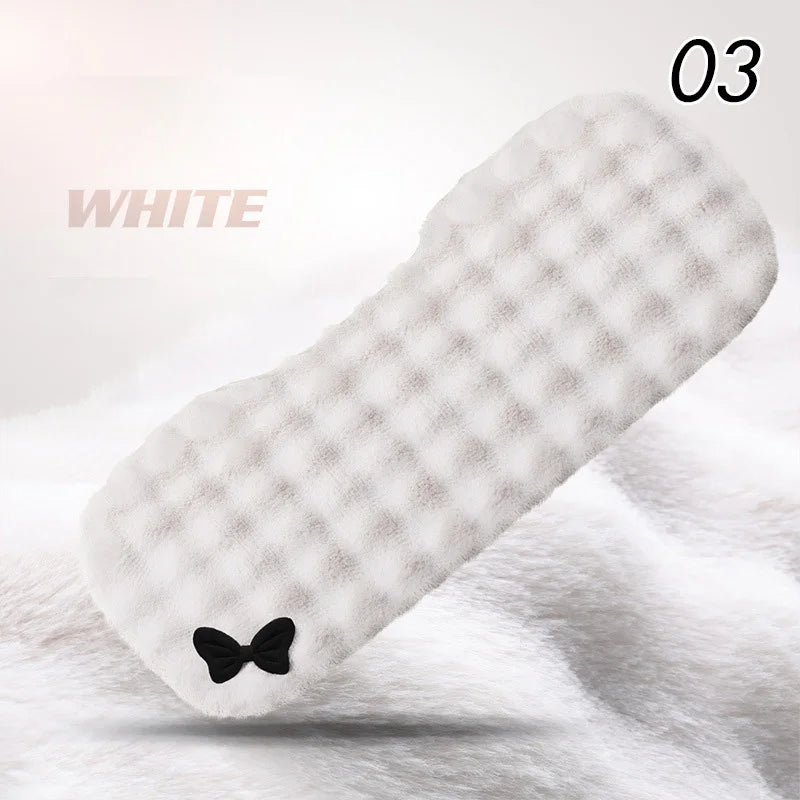Winter Plush Car Seat Cover Bowknot Fashion Cute Women's Automotive Interior Protector Steering Wheel Warm Cushion Car Pillow
