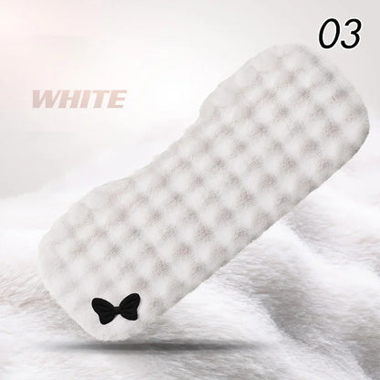 Winter Plush Car Seat Cover Bowknot Fashion Cute Women's Automotive Interior Protector Steering Wheel Warm Cushion Car Pillow