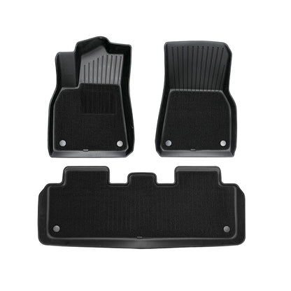 6PCS Floor Mats for Tesla Model Y highlad3 Double Layer 3D TPE Menis Carpet Velvet Waterproof Washable Two Layers Car Floor Pads