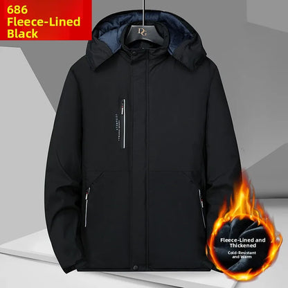 Thickened Fleece Lined Cotton Jacket for Men Work Site Reflective Winter Labor Protection Outerwear Cold Resistant Coat Print...