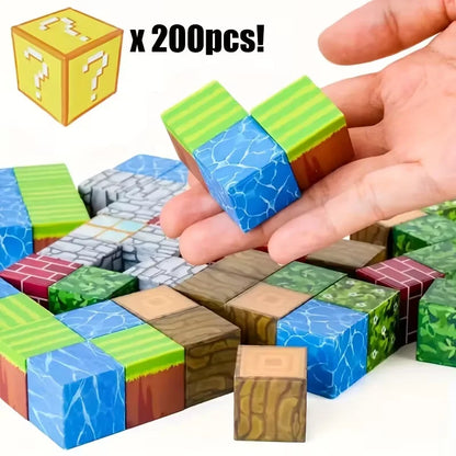 50/100/200Pcs Magnetic Building Blocks Set, Random Pixel-Style Magnetic Cubes, DIY Stacking Construction Toys for Kids
