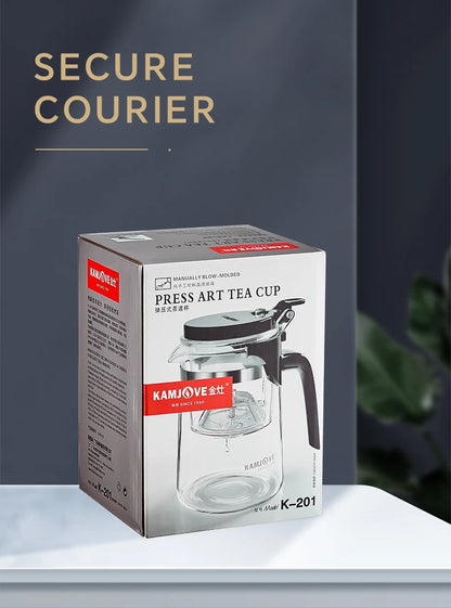 KAMJOVE Teapot Infuser Glass Tea Set One-button Filtering Tea Separation Kettle Tea Coffee Maker Press AUTO-OPEN Art Tea Cup