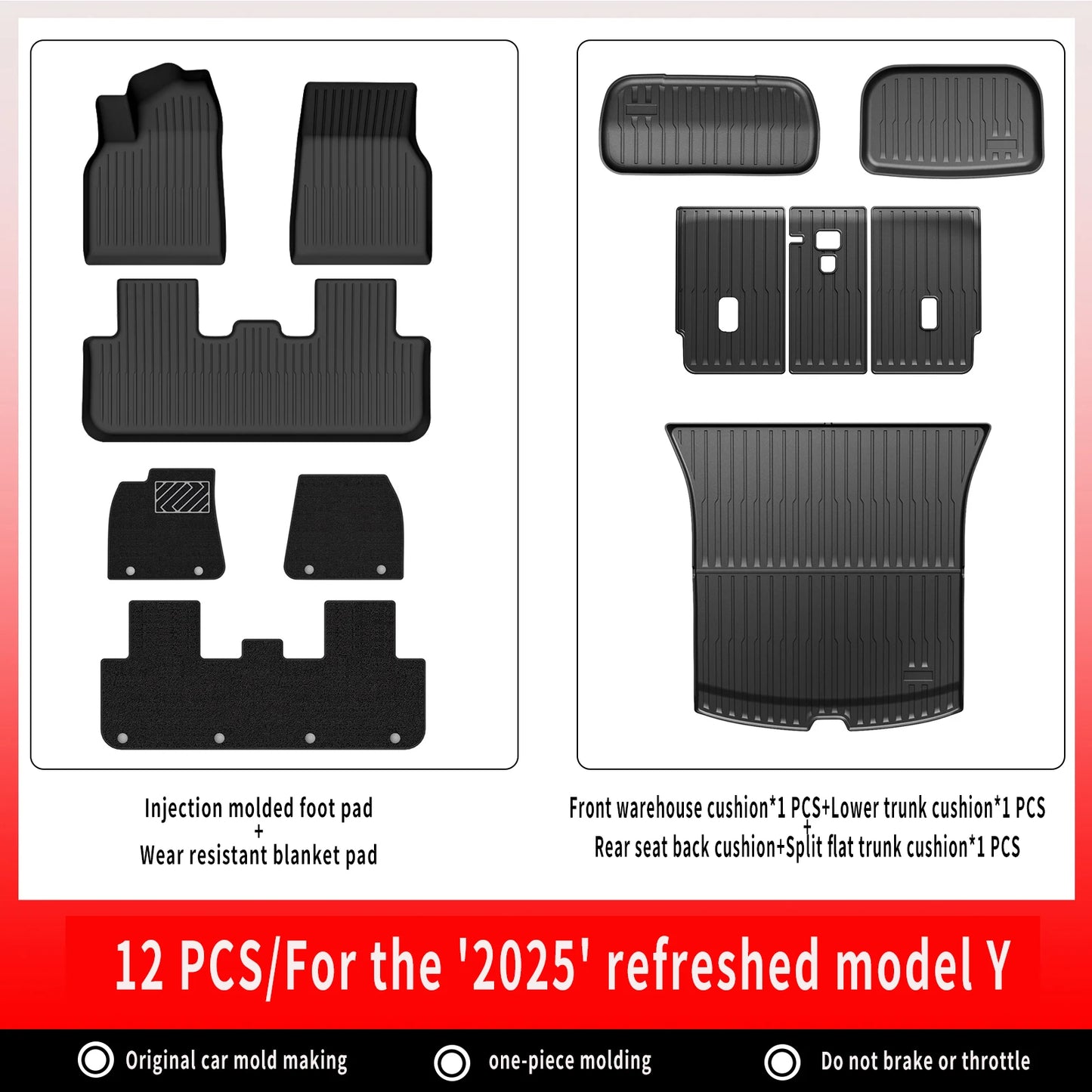 TPE Car Floor Mats For New Tesla Model Y 2025 Juniper Luggage Mat Set Waterproof Anti-slip Trunk Mats Floor Liner Backrest Mats
