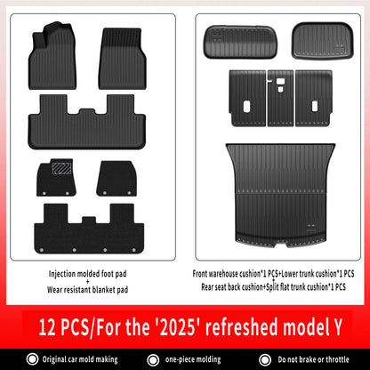 TPE Car Floor Mats For New Tesla Model Y 2025 Juniper Luggage Mat Set Waterproof Anti-slip Trunk Mats Floor Liner Backrest Mats