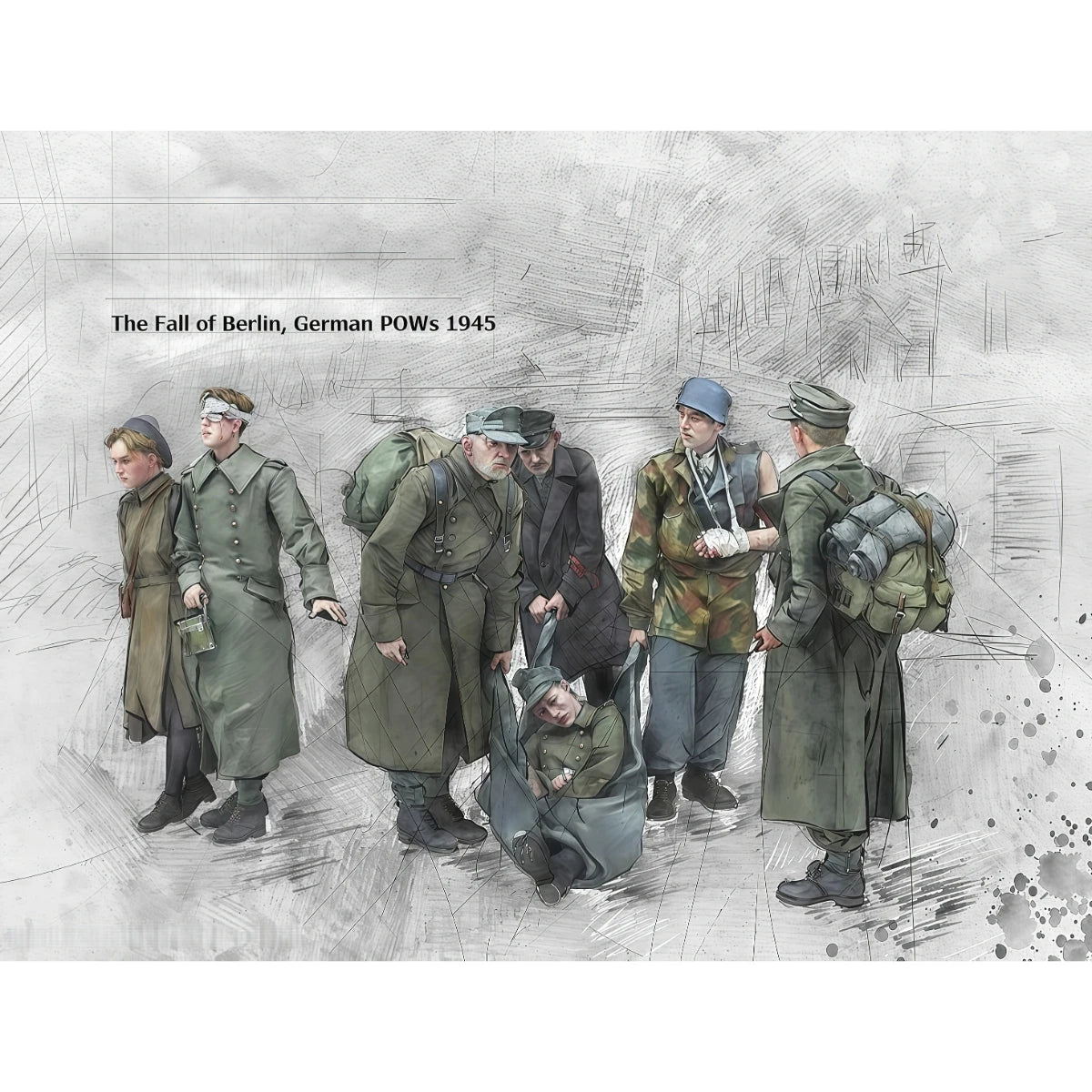 1/35 scale resin unpainted model kit, military theme, prisoners of war (7 people) unassembled and unpainted GK