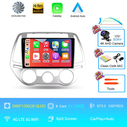 Android 16 Carplay Auto Multimedia Player Car Radio For Hyundai I20 2010 2012 2013 2014 DSP Autoradio GPS Stereo 2din Head Unit