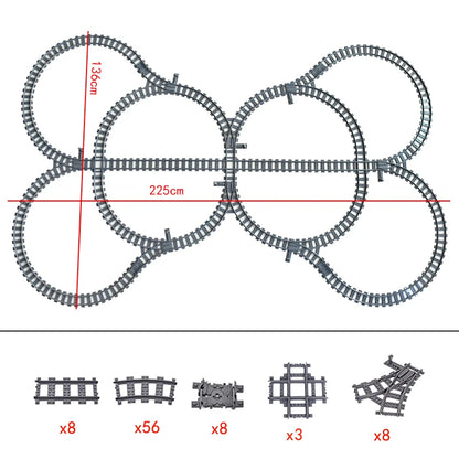 City Trains Flexible Tracks Forked Straight Curved Rails Switch Building Block Bricks High-Tech Creative Toys for kids gifts