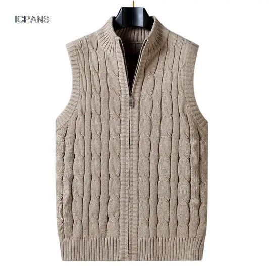 Half Zipper Sleeveless Men Korean Clothes  Jumper For Men  Vintage Sweater  Streetwear Black Vest  Jackets Pullovers Knit