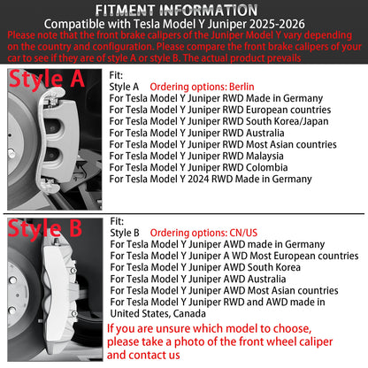 For 2025-2026 Tesla Model Y Juniper, 19/20" Aluminum Brake Caliper Covers 4pcs with stickers, CN/USA or Berlin production