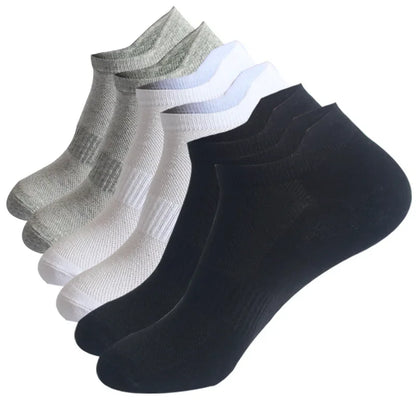 1/6/12 Pairs Unisex Ankle & Boat Socks For Men Women Couples Cotton Breathable Mesh Athletic Sports Running Solid Plus Size