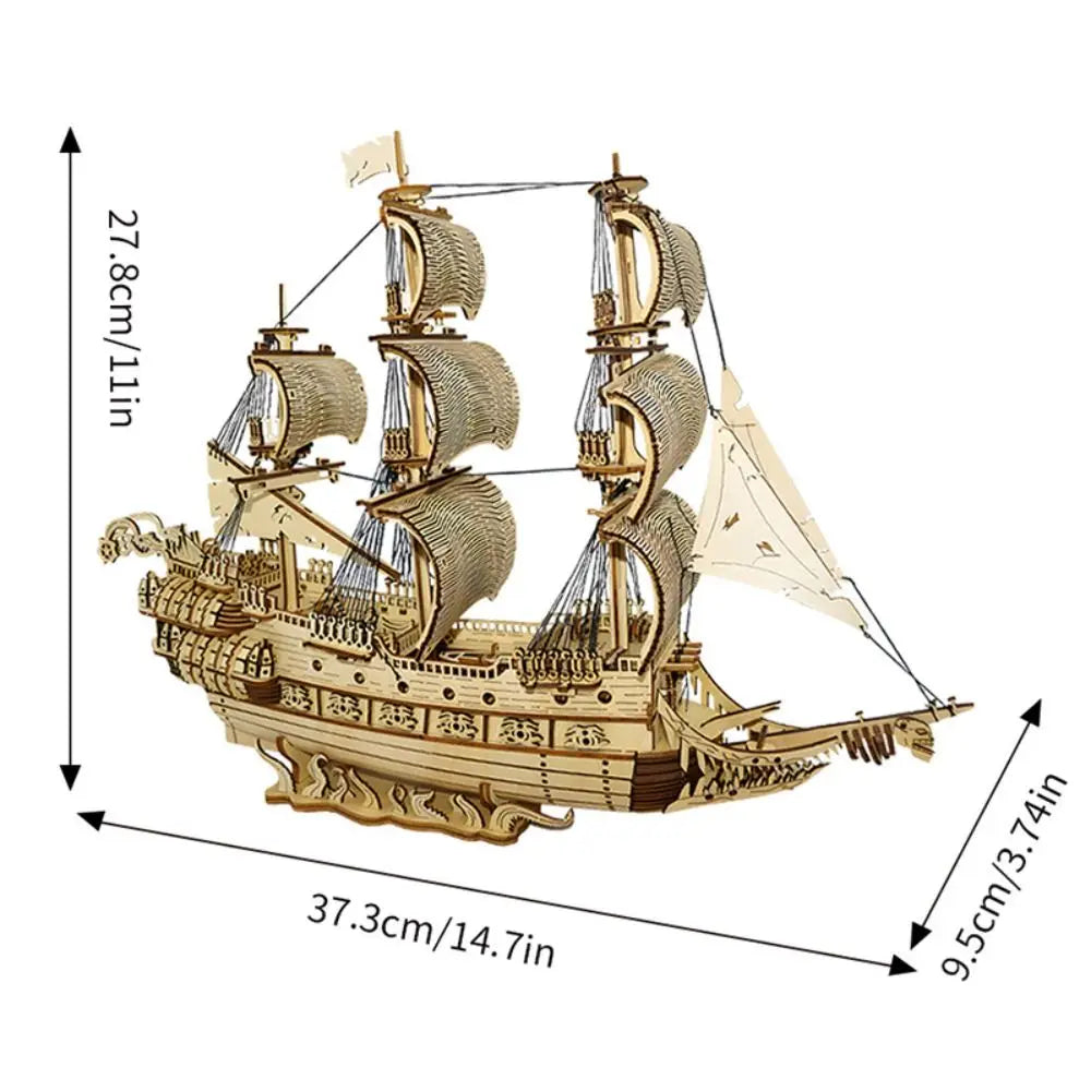 Wooden Material Dutch Ship 3D Puzzle 3D Construction Children Gits Wooden Model Kit Classic Ship DIY Assembled Model