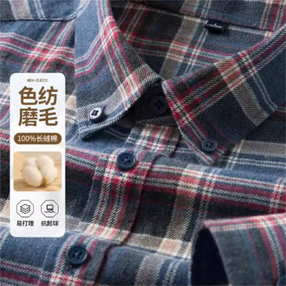 100% Cotton Men's Flannel Shirt Plaid Long Sleeve Casual Multi-Color Gold Quality Comfort Soft Daily Home New Fashion  Thick Top