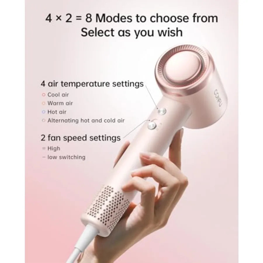Home travel use diffuser hair dryer for curly hair, ionic ceramic material, rose gold color, high-speed fast drying with profes
