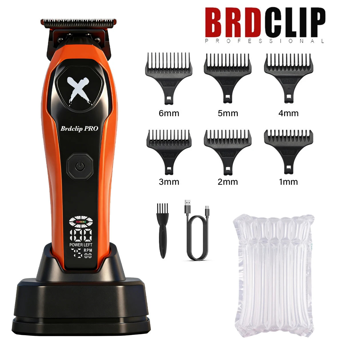 BRDCLIP 619 339 Hair Clippers Cordless Clippers Barber Electric DLC T-Blade Trimmer Portable Detail Trimmer LED Trimmer for Men