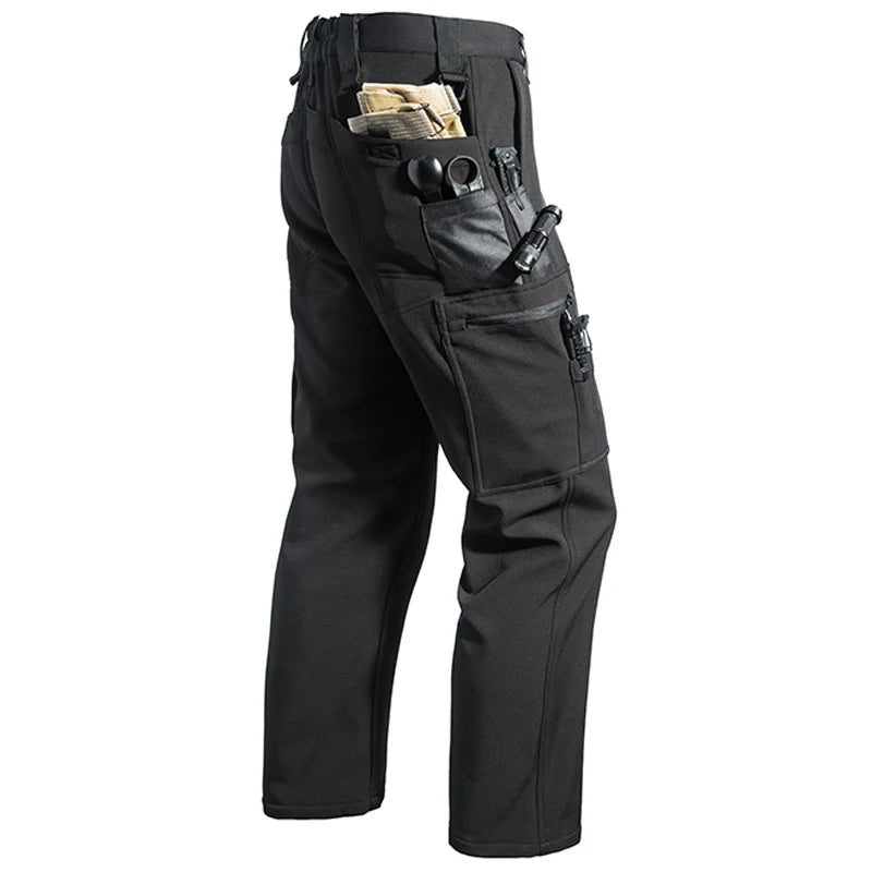 Men's City Cargo Autumn Winter Fleece Softshell Hiking Pants Fishing Climbing Trekking Casual Hunting Camping Trousers M-5XL