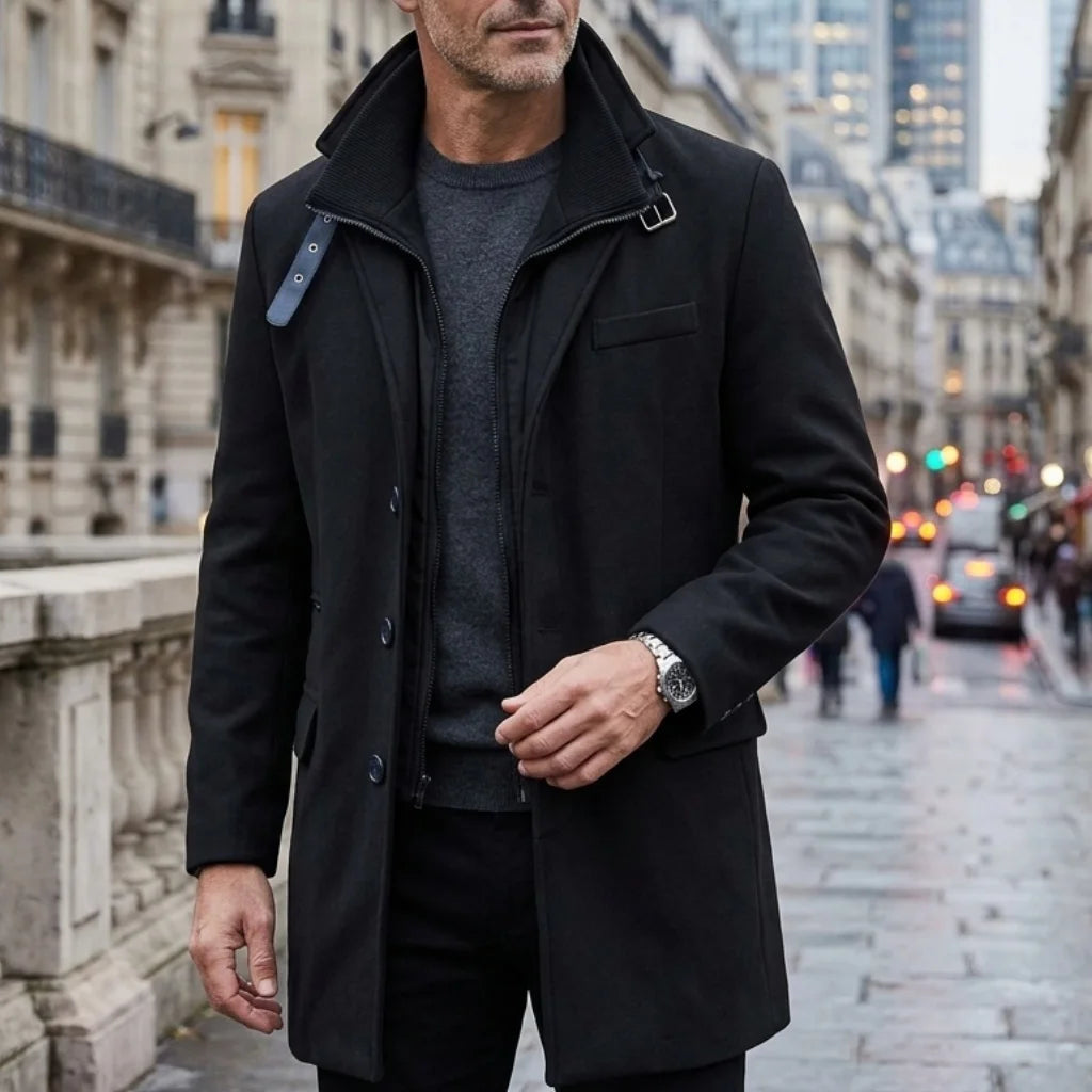 Winter Men's Double-layered Parka Long Warm Jacket with Belt Casual Coats Trench Coat Streetwear Men's Clothing Zipper Coats Man