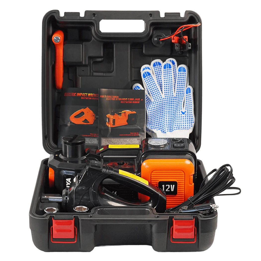 Electric Hydraulic Floor Jack 5 Ton Car 12V with Impact Wrench And Inflator Pump for Vehicle Repairing Tools
