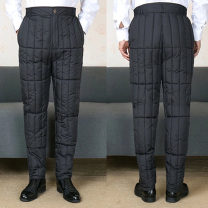 plus Size Dad Winter Cotton Pants High Waist Thickened Deep Crotch Elderly Warm Loose Elastic Waist Business Casual Style