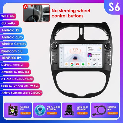 Android 14 Car radio for PEUGEOT 206 206CC 206SW 2000-2005 2006 2007 2008 Multimedia player GPS navi Video 7862 2din Autoradio