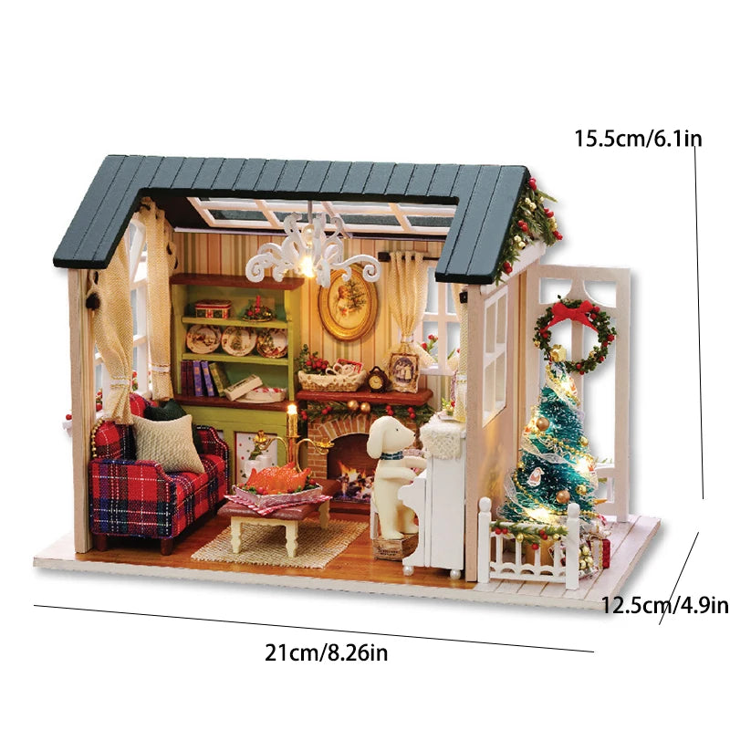 Mini Wooden Holiday Times Doll House Model Building Kits Toy Home Kit Creative Room Bedroom Decoration Furniture For Gifts