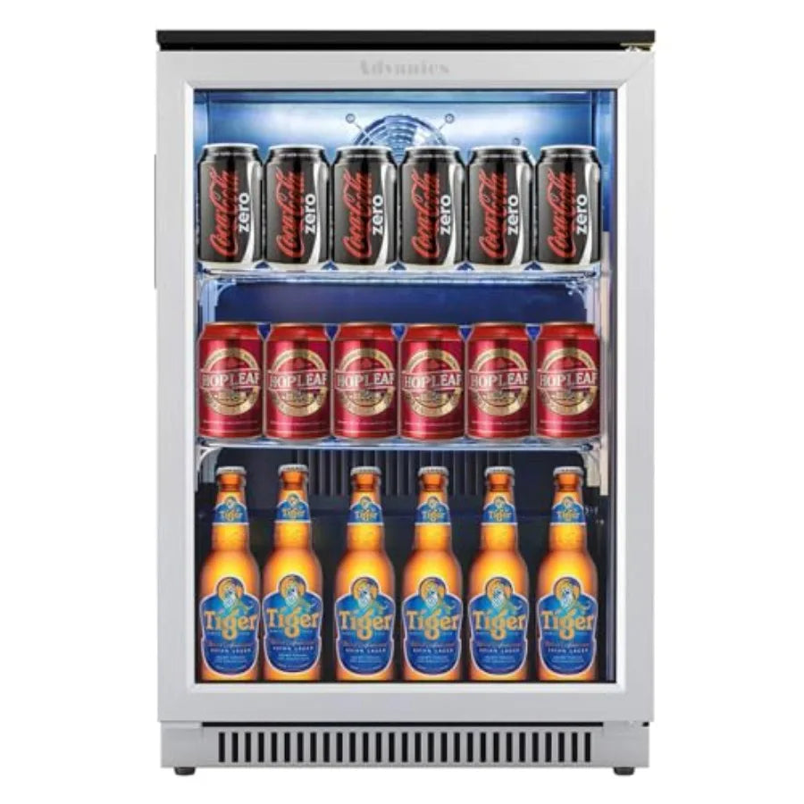 20IN Beverage Refrigerator with Glass Door for Soda Beer Drink Cooler, Stainless Steel, Black, Energy-Efficient Built-in Under
