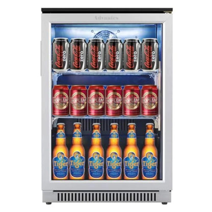20IN Beverage Refrigerator with Glass Door for Soda Beer Drink Cooler, Stainless Steel, Black, Energy-Efficient Built-in Under