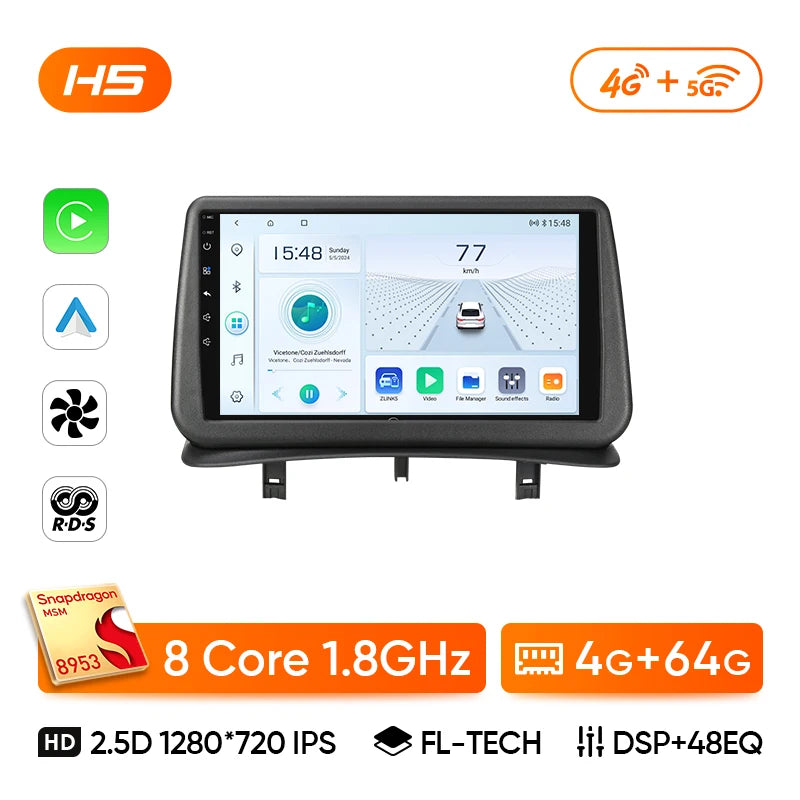 Ainavi Car Radio for Renault Clio 3 2005-2014 Wireless CarPlay Android Auto 4G Multimedia Player Navigation GPS 2din Autoradio